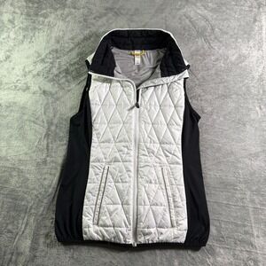 Lole Quilted Puffer Vest Sleeveless Padded Lightweight Black White M